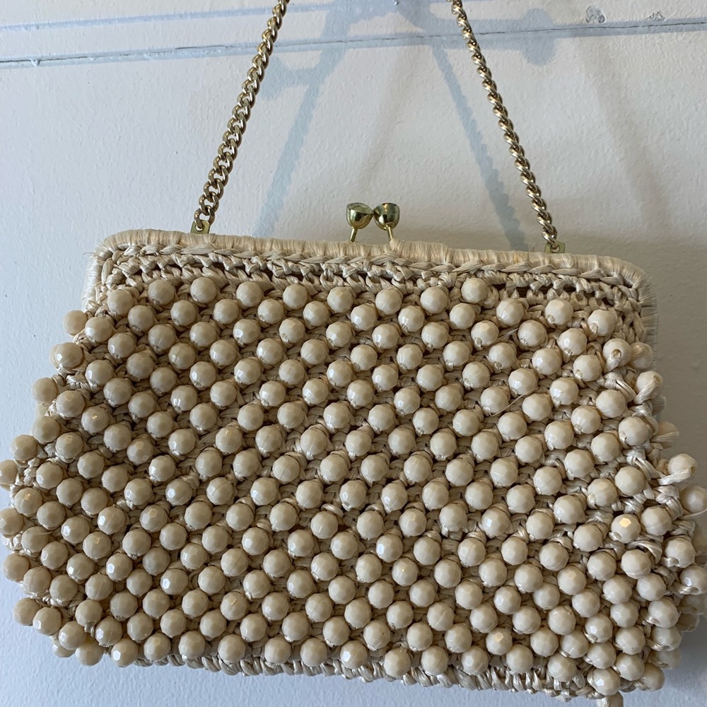 Vintage Cream bead purse